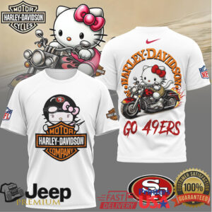 Hello Kitty Harley Davidson San Francisco 49ers NFL Ladies Biker Tee