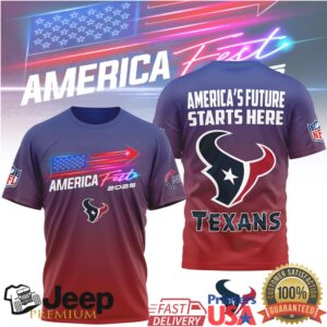 Houston Texans America Fest 2025 Patriotic Flag Gradient Shirt