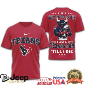 Houston Texans Fan Till I Die Bull Mascot Trophy Graphic T Shirt