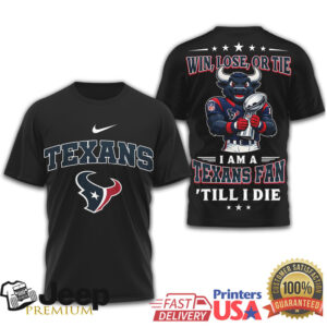 Houston Texans Fan Till I Die Bull Mascot Trophy Graphic T Shirt