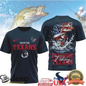 Houston Texans Freedom Fishing Bass American Flag T Shirt
