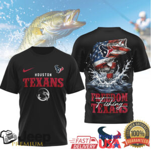 Houston Texans Freedom Fishing Bass American Flag T Shirt