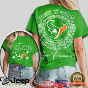 Houston Texans Irish Woman St. Patrick's Day T Shirt Lucky Texans Fan Gear