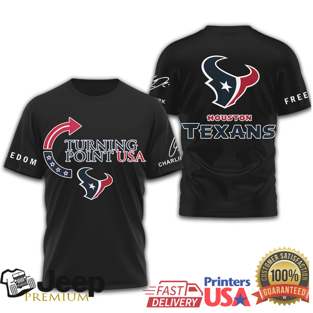 Houston Texans Turning Point USA Freedom & Football Graphic Tee Houston Texans Turning Point USA Freedom & Football Graphic Tee