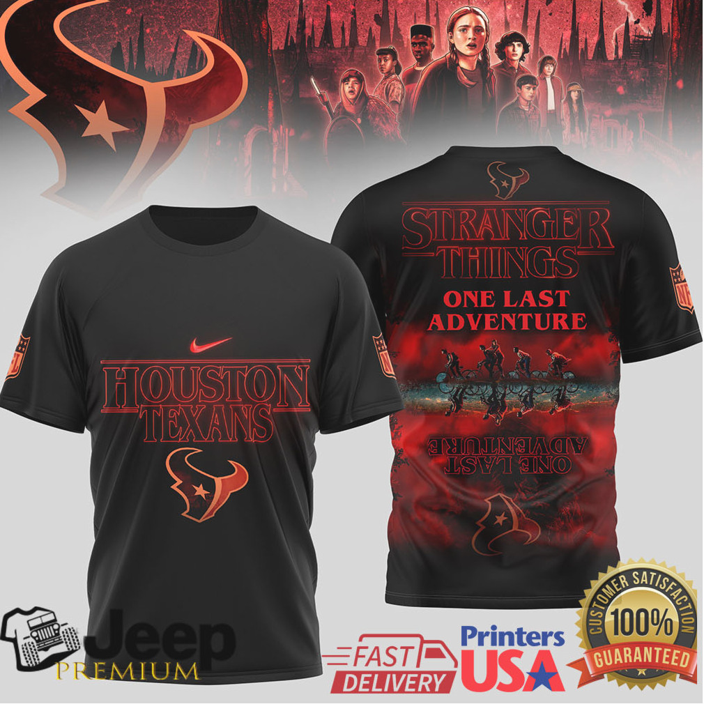 Houston Texans x Stranger Things “One Last Adventure” Black T Shirt Houston Texans x Stranger Things “One Last Adventure” Black T Shirt