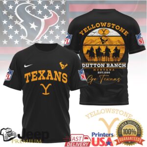 Houston Texans x Yellowstone Dutton Ranch Montana Western T Shirt