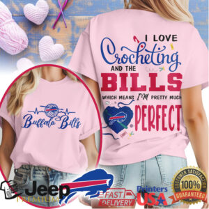 I Love Crocheting and the Buffalo Bills T Shirt Funny Football Crafting Tee