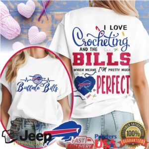I Love Crocheting and the Buffalo Bills T Shirt Funny Football Crafting Tee