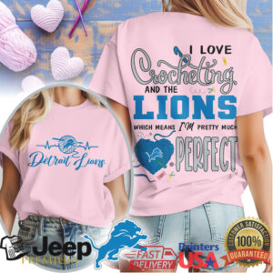 I Love Crocheting and the Detroit Lions T Shirt Blue & Silver Crafting Shirt