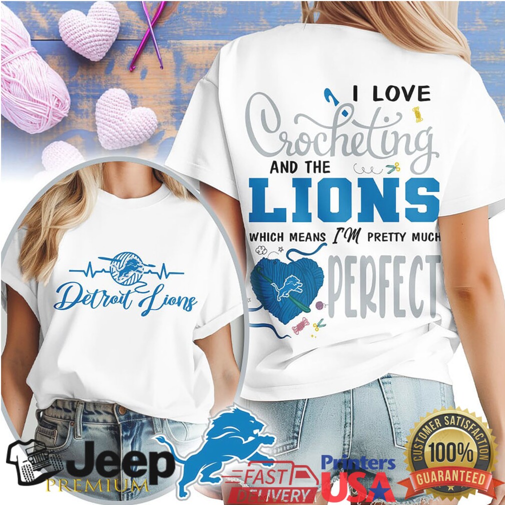 I Love Crocheting and the Detroit Lions T Shirt Blue & Silver Crafting Shirt I Love Crocheting and the Detroit Lions T Shirt Blue & Silver Crafting Shirt