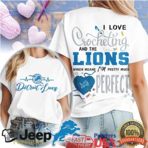 I Love Crocheting and the Detroit Lions T Shirt Funny Lions Fan Crochet Tee