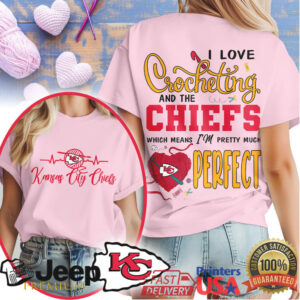 I Love Crocheting and the Kansas City Chiefs T Shirt Gameday Crochet Fan Apparel