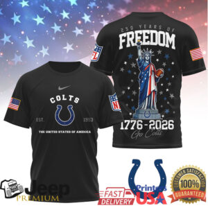 Indianapolis Colts 250 Years of Freedom 1776 2026 USA Celebration T Shirt