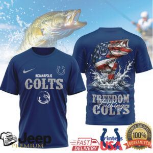 Indianapolis Colts Fishing Freedom Bass American Flag T Shirt