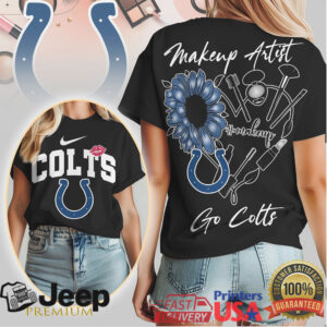 Indianapolis Colts Makeup Artist Blue Sunflower Women's Graphic Tee