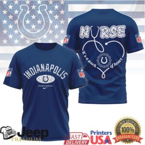 Indianapolis Colts Nurse T Shirt It's A Work Of Heart NFL Stethoscope Tee
