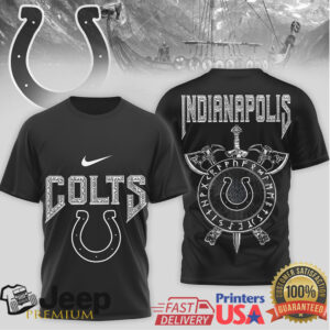 Indianapolis Colts Viking Warrior Shield & Runes Custom T Shirt
