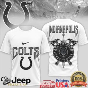 Indianapolis Colts Viking Warrior Shield & Runes Custom T Shirt