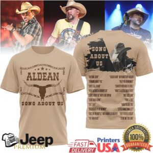 Jason Aldean “Song About Us” Country Music Tour Western Tan Graphic Shirt