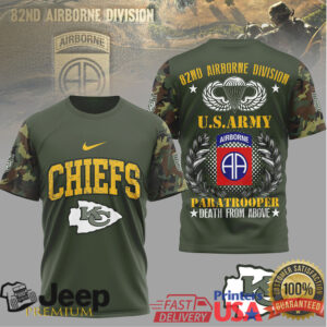 Kansas City Chiefs 82nd Airborne Division U.S. Army Paratrooper T Shirt