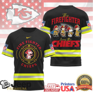 Kansas City Chiefs Firefighter Snoopy Reflective Graphic T Shirt