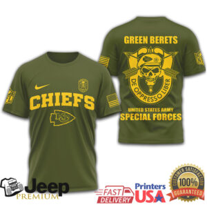 Kansas City Chiefs Green Berets US Army Special Forces T Shirt