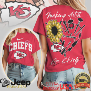Kansas City Chiefs Makeup Artist Sunflower Floral Women's Tee
