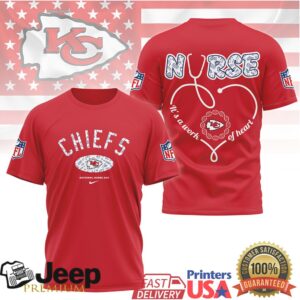 Kansas City Chiefs Nurse Appreciation “Work of Heart” Stethoscope T Shirt