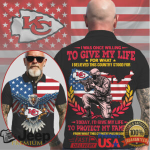 Kansas City Chiefs Patriotic Soldier “Protect My Family” USA Flag Polo Shirt