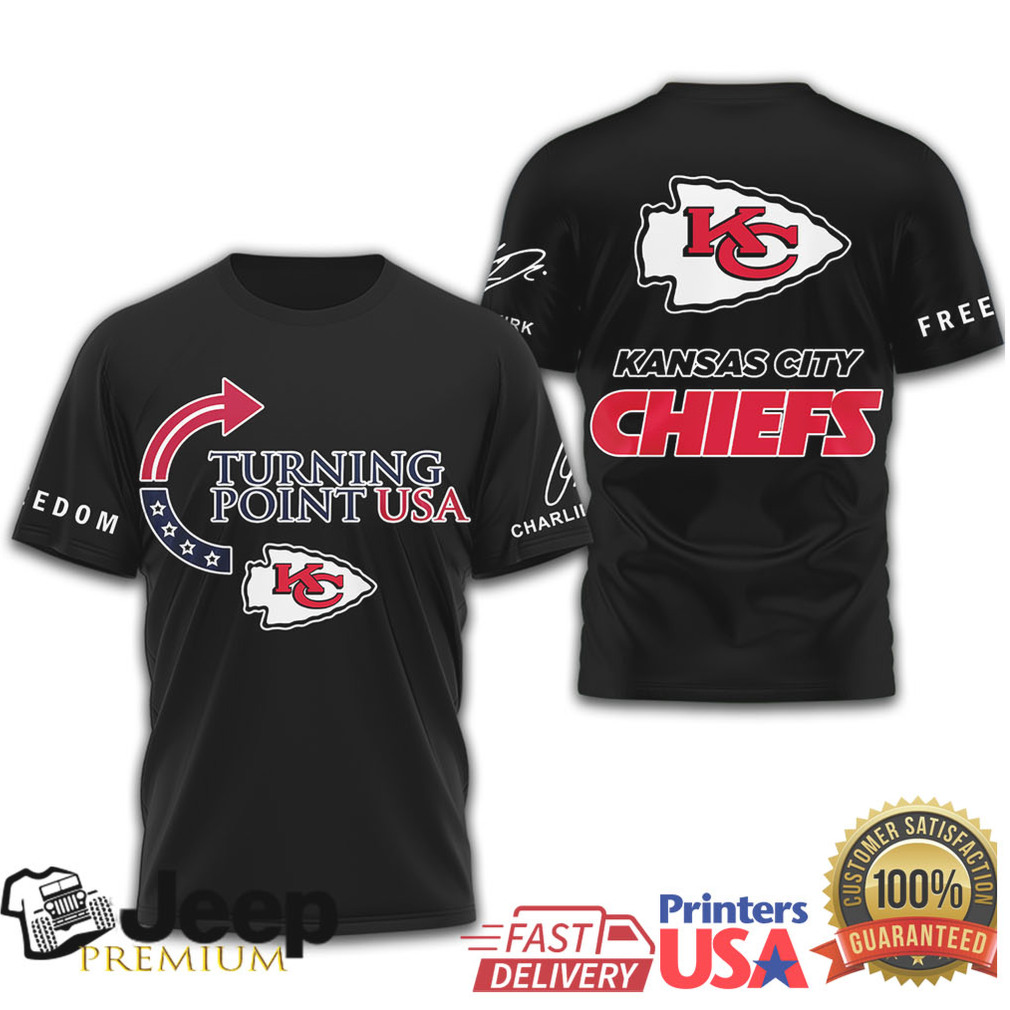 Kansas City Chiefs Turning Point USA Freedom & Football Graphic Tee Kansas City Chiefs Turning Point USA Freedom & Football Graphic Tee