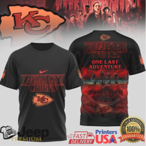 Kansas City Chiefs x Stranger Things “One Last Adventure” Black T Shirt