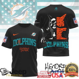 Kendrick Lamar x Miami Dolphins Custom NFL Graphic T Shirt