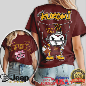 Kuromi x Washington Commanders NFL Women's T Shirt Cute Anime Football Fan Apparel