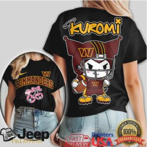 Kuromi x Washington Commanders NFL Women's T Shirt Cute Anime Football Fan Apparel