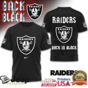 Las Vegas Raiders Back in Black NFL Shield Graphic Tee