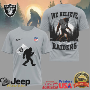 Las Vegas Raiders Bigfoot We Believe NFL Graphic T Shirt