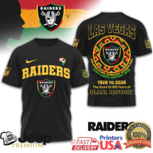 Las Vegas Raiders Black History Month T Shirt Road to 100 Years (1926 2026)