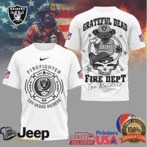 Las Vegas Raiders Fire Dept Grateful Dead Dancing Bear Firefighter Tee