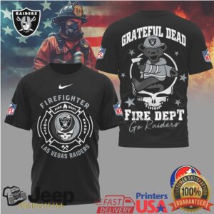 Las Vegas Raiders Fire Dept Grateful Dead Dancing Bear Firefighter Tee