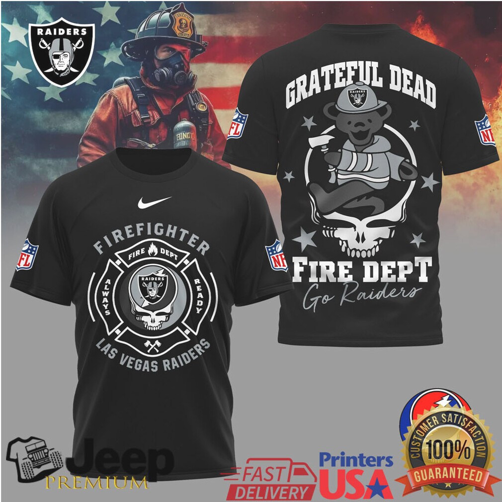 Las Vegas Raiders Fire Dept Grateful Dead Dancing Bear Firefighter Tee Las Vegas Raiders Fire Dept Grateful Dead Dancing Bear Firefighter Tee