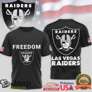 Las Vegas Raiders Freedom American Flag Shield Logo NFL T Shirt