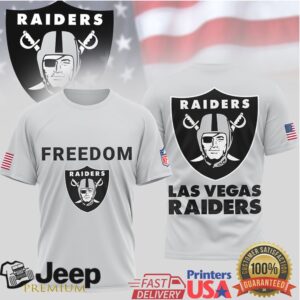 Las Vegas Raiders Freedom American Flag Shield Logo NFL T Shirt