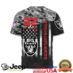 Las Vegas Raiders NFL Veteran Awareness Camo Shirt End Veteran Suicide 22 A Day