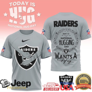 Las Vegas Raiders National Hugging Day Shield Logo Graphic Tee