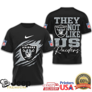 Las Vegas Raiders “They Not Like Us” Silver & Black Ripped Tee