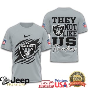Las Vegas Raiders “They Not Like Us” Silver & Black Ripped Tee