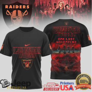 Las Vegas Raiders x Stranger Things One Last Adventure Black T Shirt