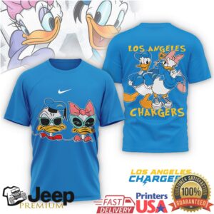 Los Angeles Chargers Donald & Daisy Duck T Shirt Disney Style Fan Gear
