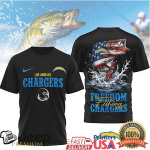 Los Angeles Chargers Freedom Fishing Bass American Flag NFL T Shirt