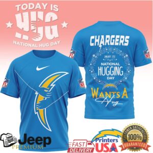 Los Angeles Chargers National Hugging Day Bolt Logo T Shirt
